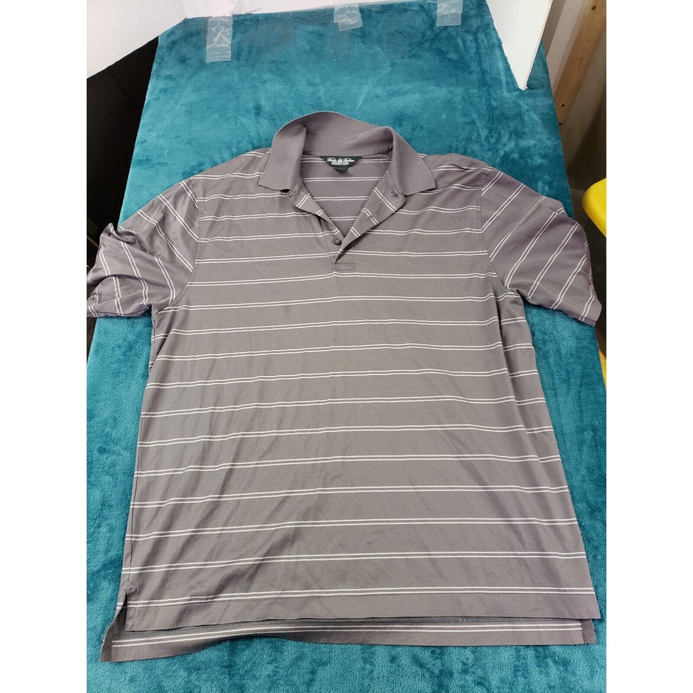 Brooks Brothers Country Club Mens Gray Short Sleeve Polo Shirt Large 100% Cotton
